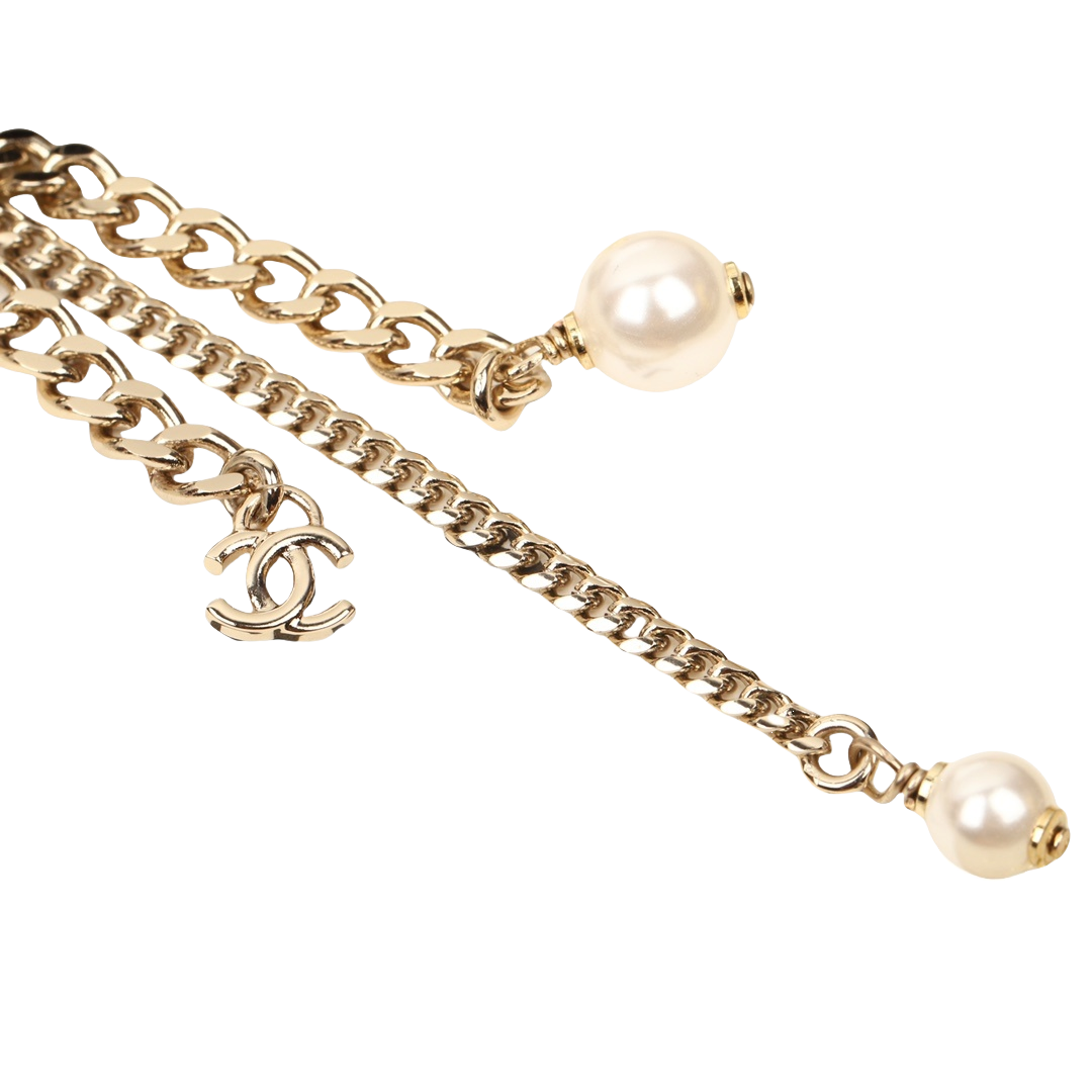 CCE579  CC Black heart chain tassels stud earrings - ccjewelryacc