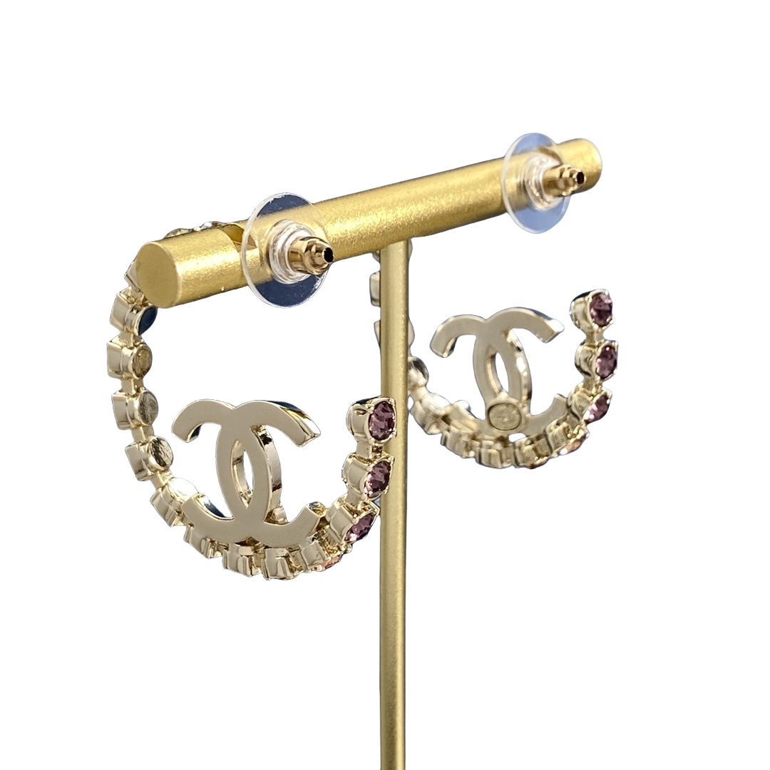 CCE789 CC Crystal Hoop earrings - ccjewelryacc