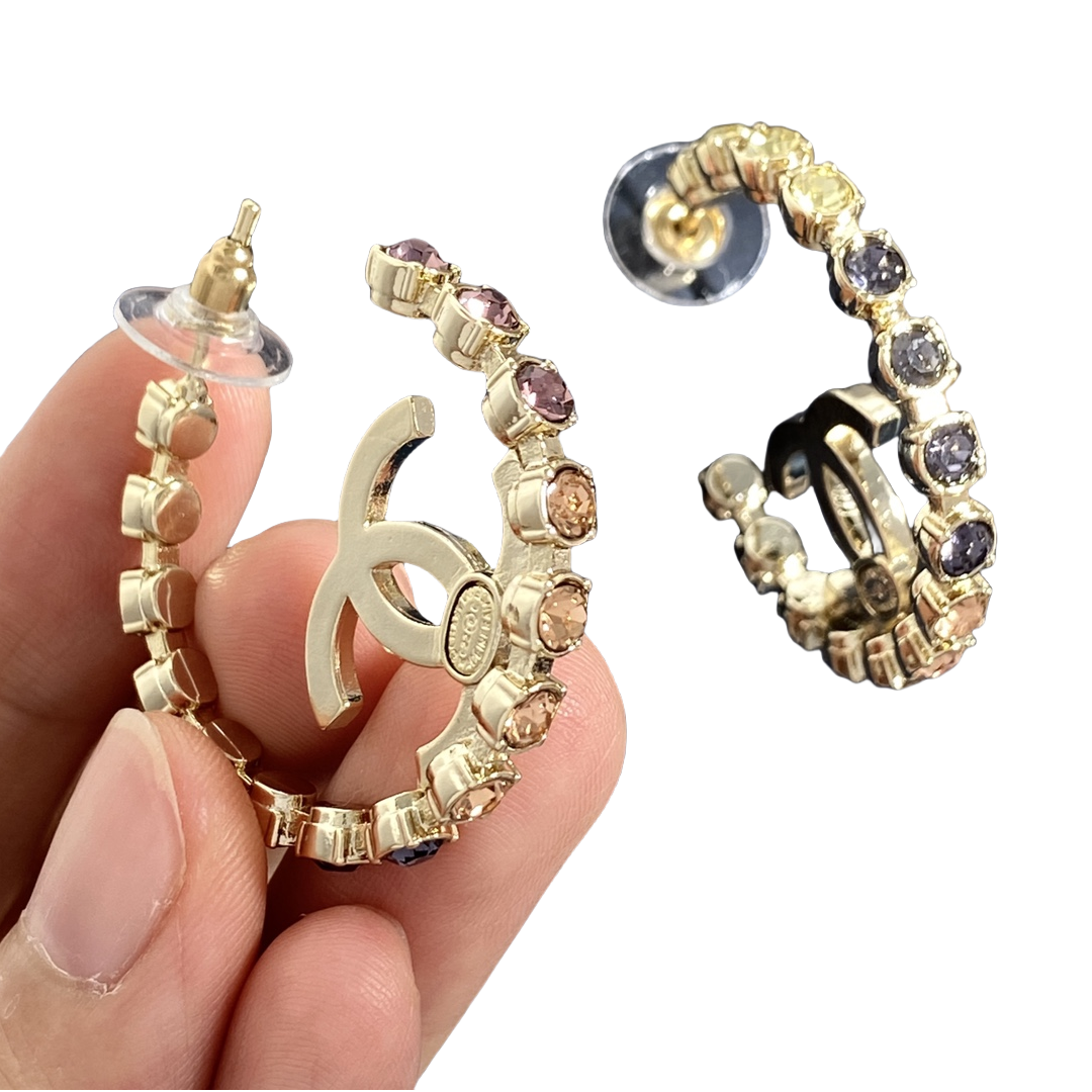 CCE789 CC Crystal Hoop earrings - ccjewelryacc