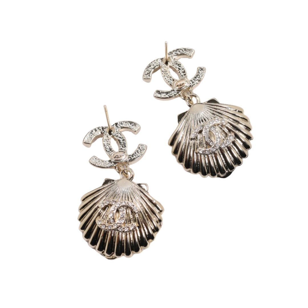CCE145 Double C rhinestones multi-element perfume bottle stars cc logo shell pendant earrings - ccjewelryacc