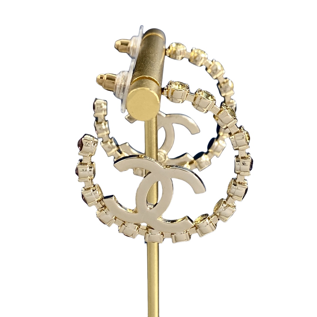 CCE789 CC Crystal Hoop earrings - ccjewelryacc