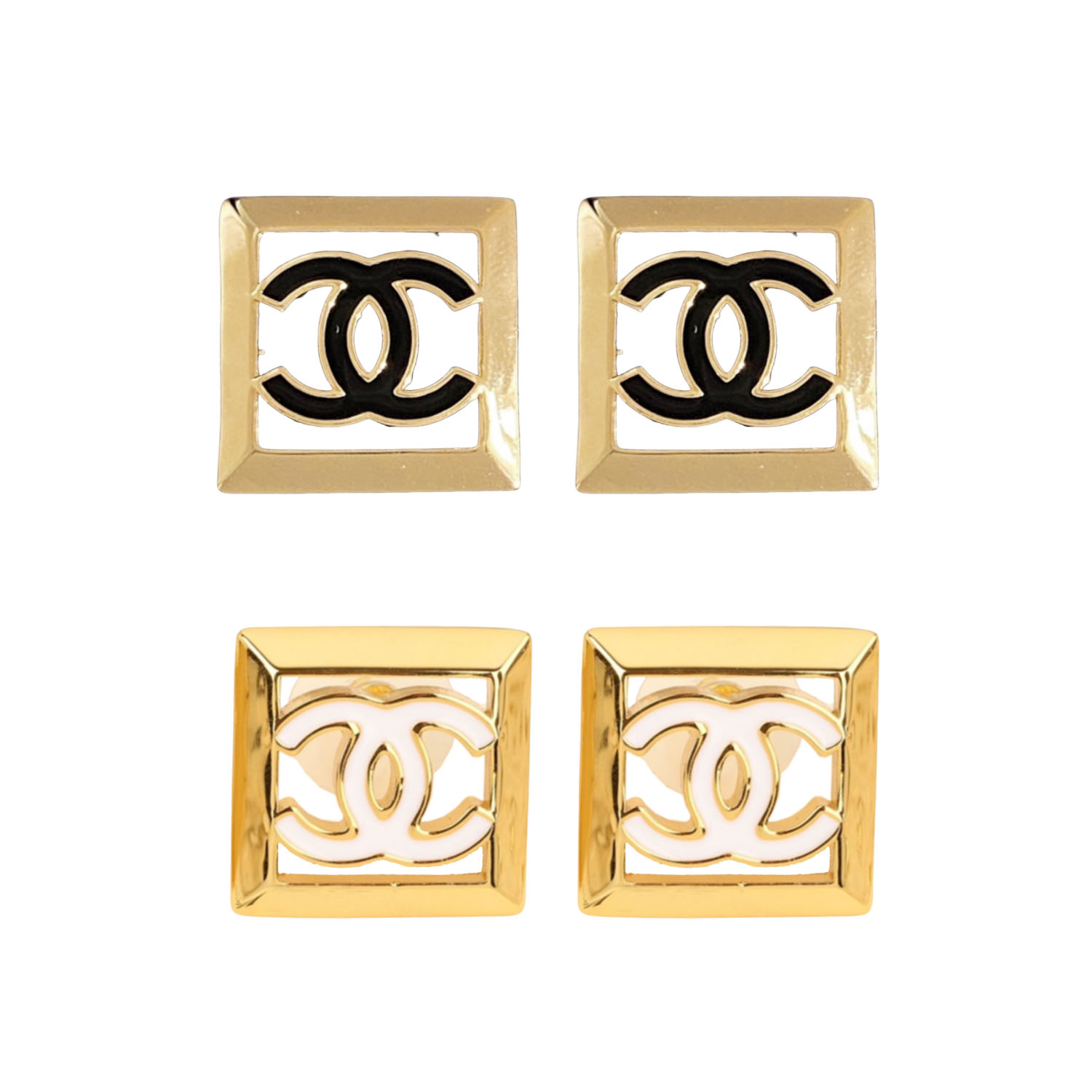 CCE751 24A enamel Square CC earrings - ccjewelryacc