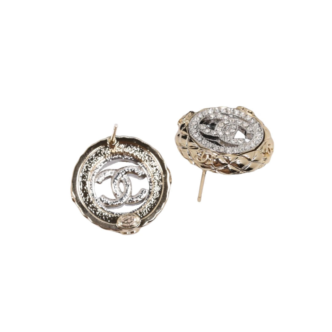 CCE150 Hollow Number 13 cc earrings in metal and crystal - ccjewelryacc