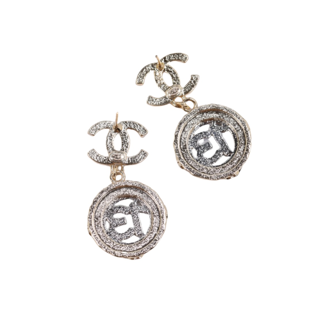 CCE150 Hollow Number 13 cc earrings in metal and crystal - ccjewelryacc