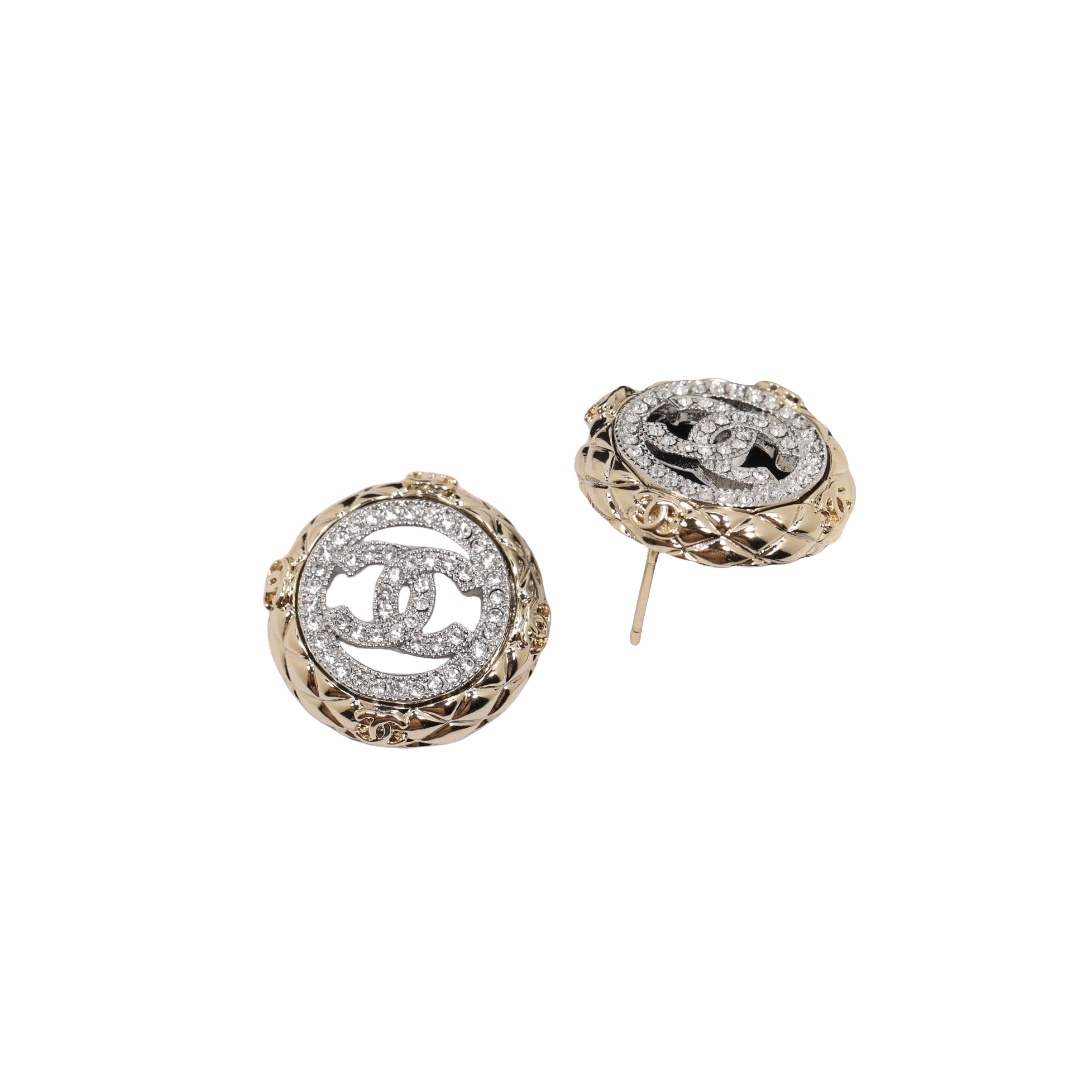 CCE150 Hollow Number 13 cc earrings in metal and crystal - ccjewelryacc