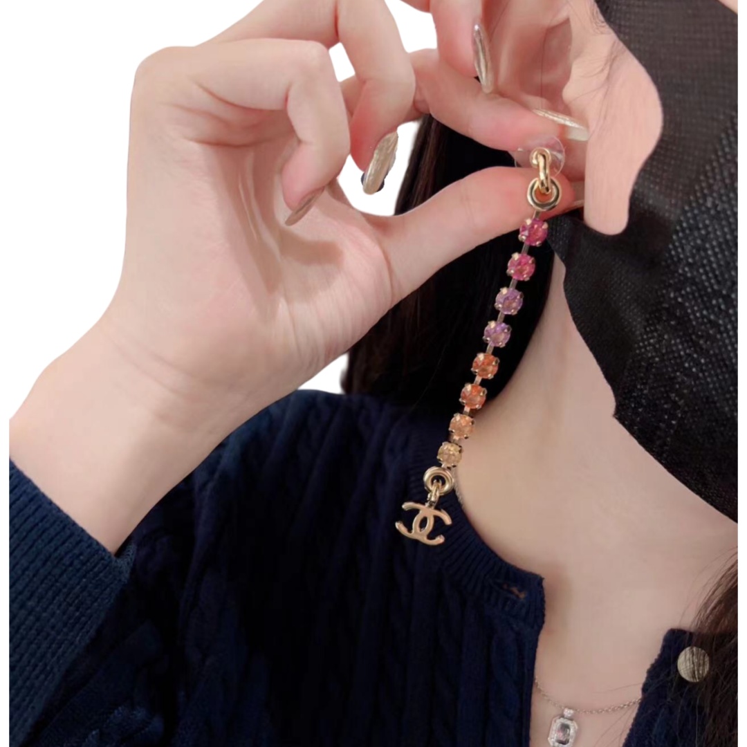 CCE780 24p Swarovski colorful crystal cc drop earrings - ccjewelryacc