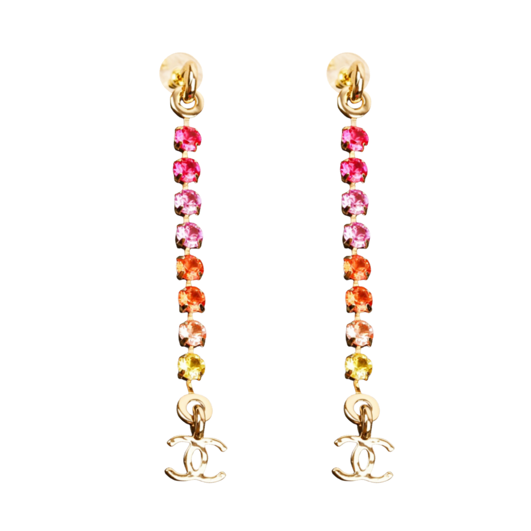 CCE780 24p Swarovski colorful crystal cc drop earrings - ccfashionjewelry