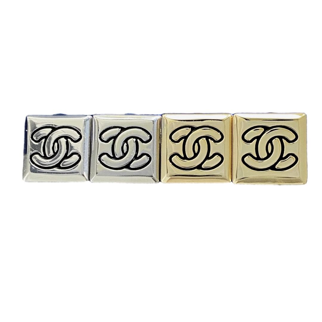 CCE786 Metal enamel square CC logo stud Earrings - ccjewelryacc