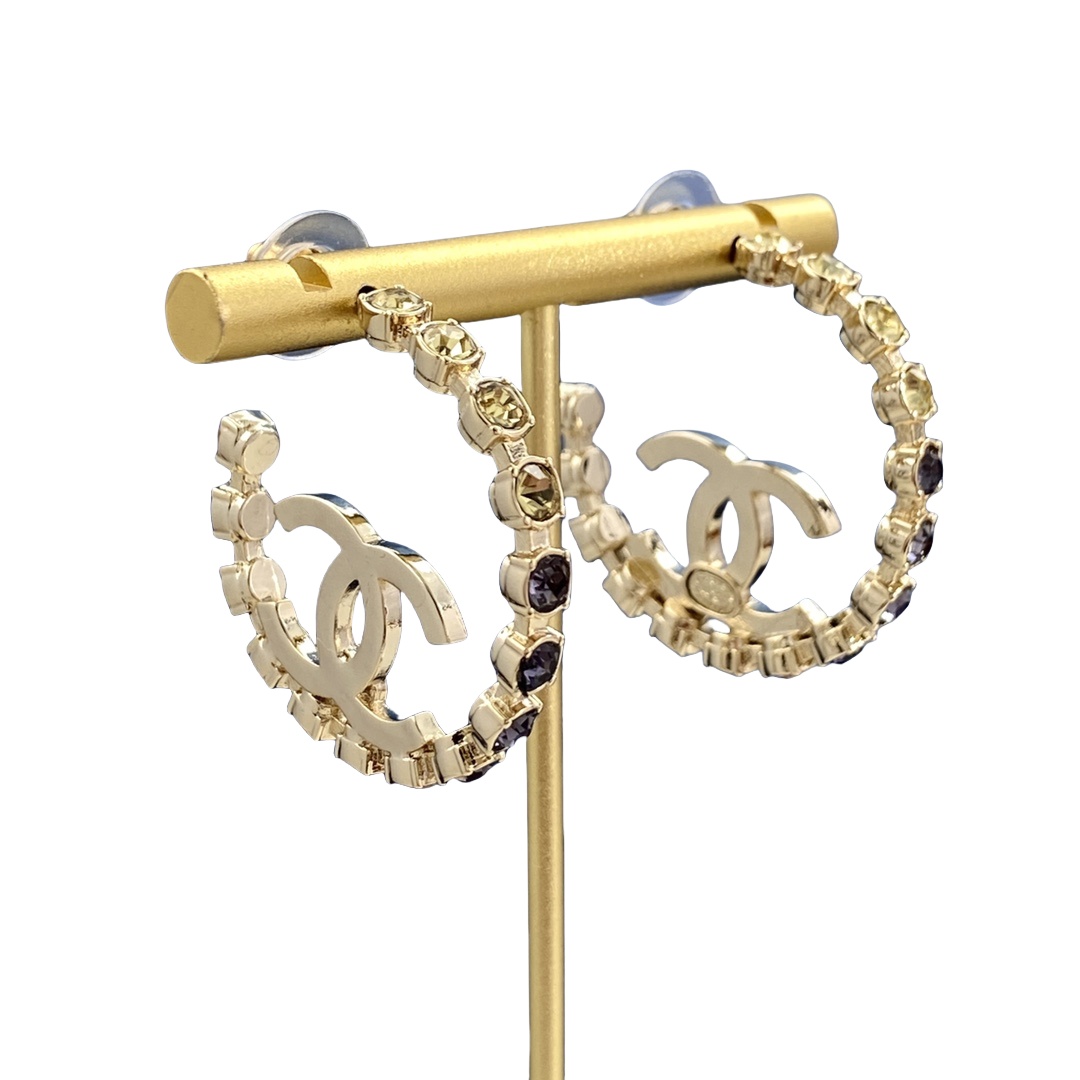 CCE789 CC Crystal Hoop earrings - ccjewelryacc