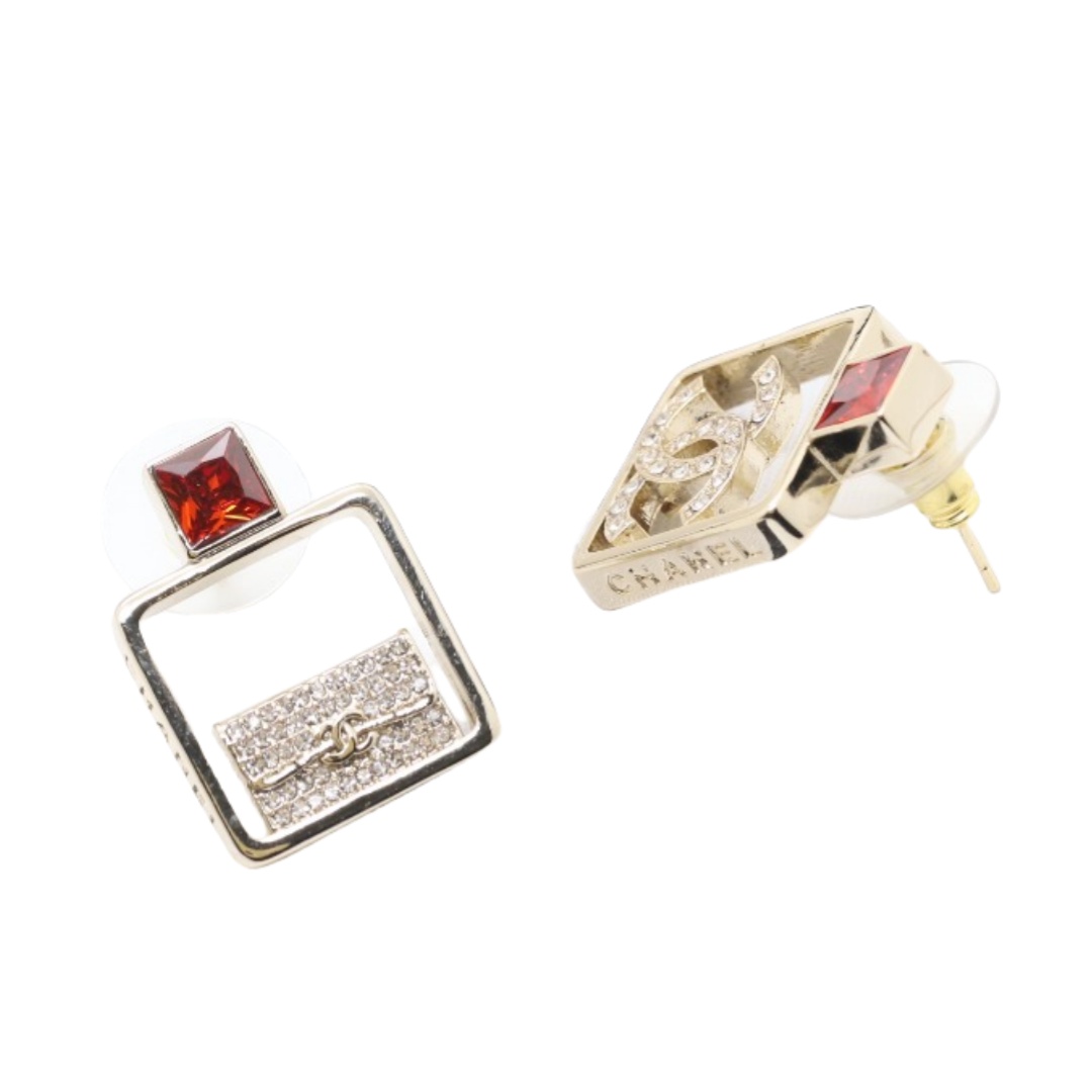 CCE222 Hollow Red perfume bottle with crystal bag and CC earring - ccfashionjewelry