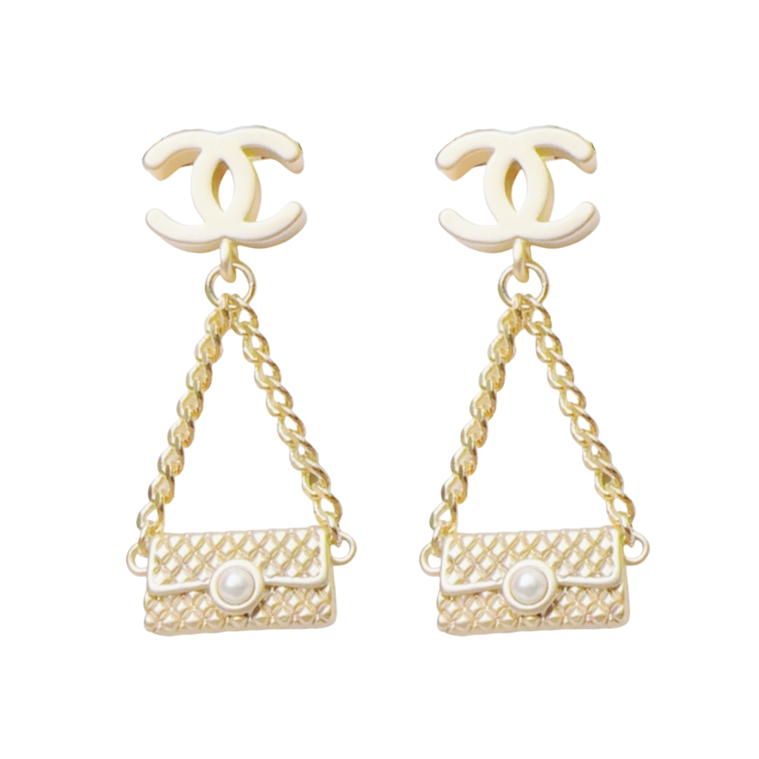 CCE709 Metal CC Bag drop earrings - ccjewelryacc