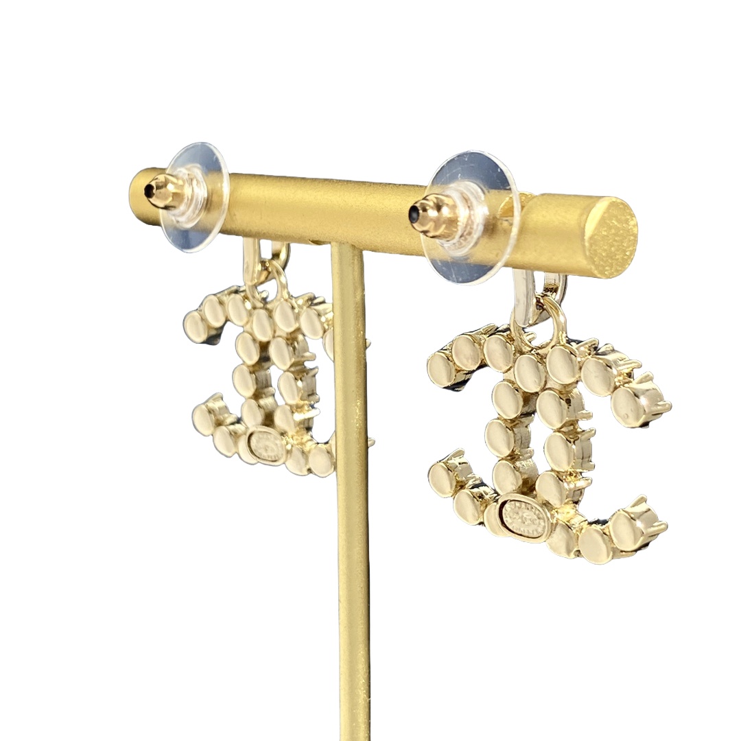 CCE241 Colorful crystal cc logo drop earring - ccjewelryacc