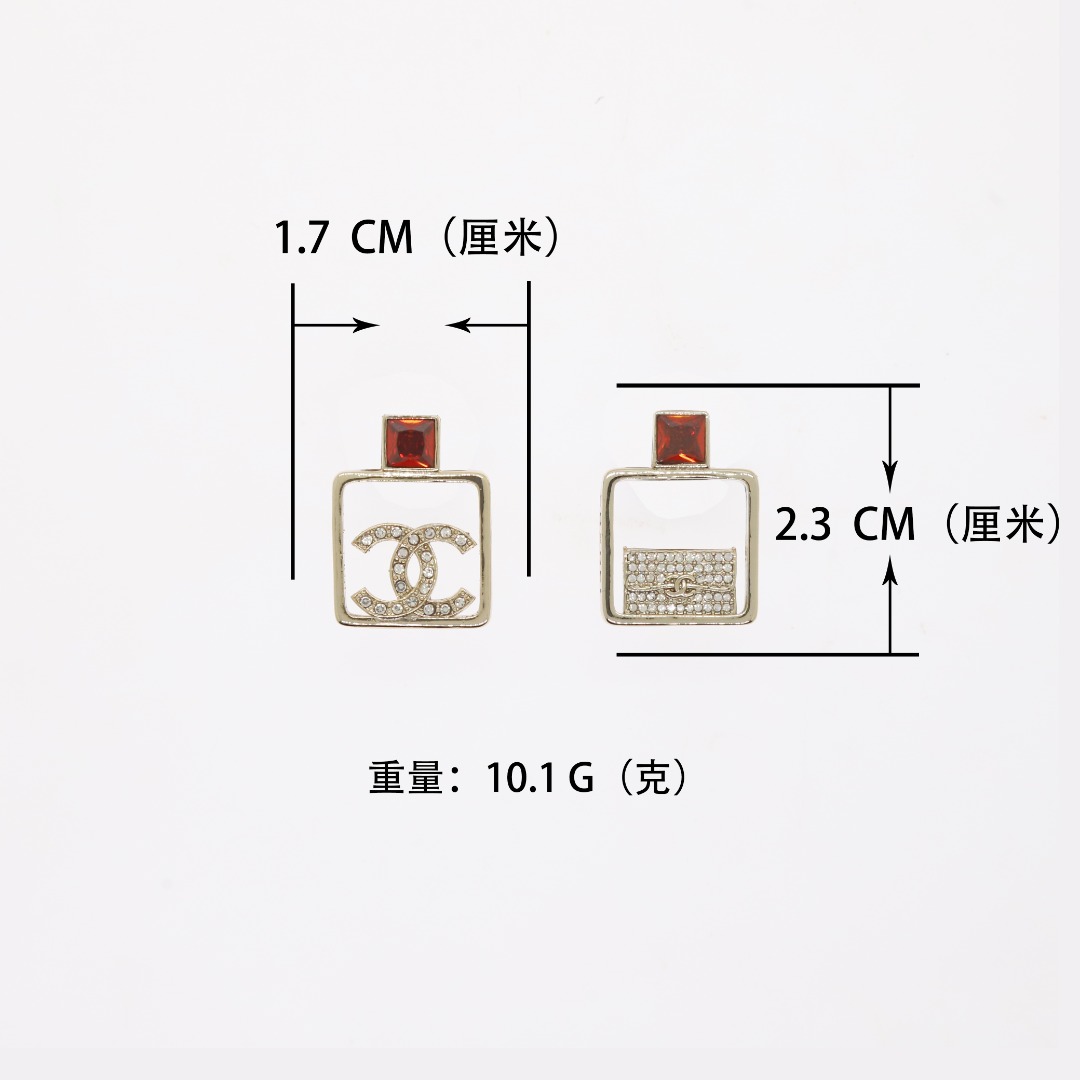 CCE222 Hollow Red perfume bottle with crystal bag and CC earring - ccjewelryacc