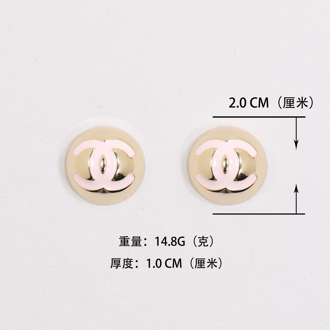 CCE172 Half ball enamel cc logo stud earrings - ccjewelryacc