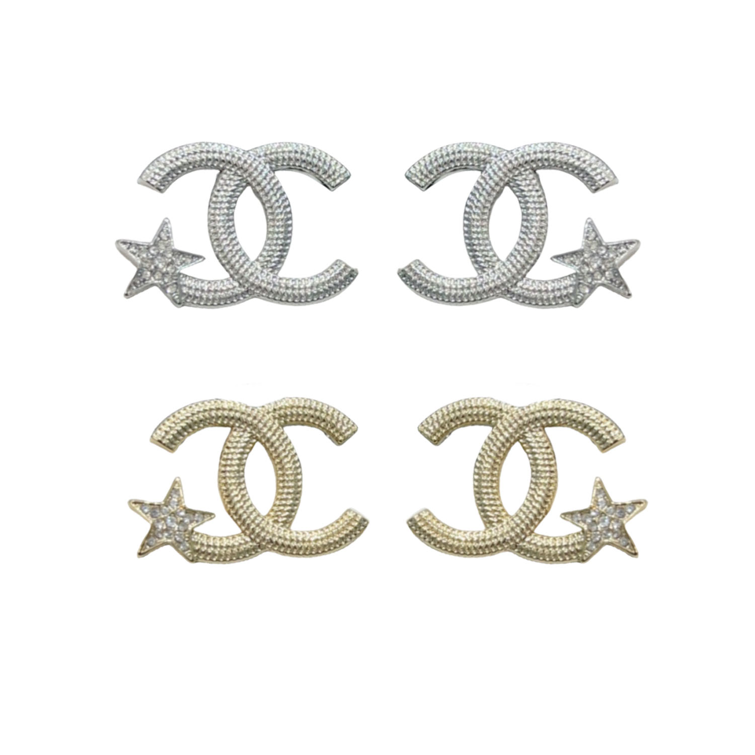 CCE177 Metal crystal star CC logo stud earring - ccjewelryacc