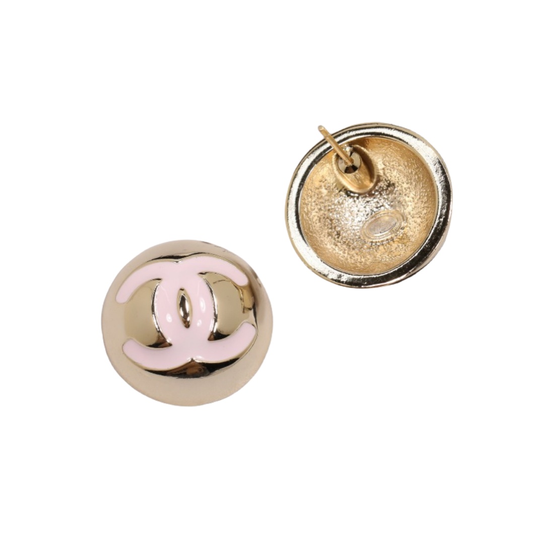 CCE172 Half ball enamel cc logo stud earrings - ccjewelryacc