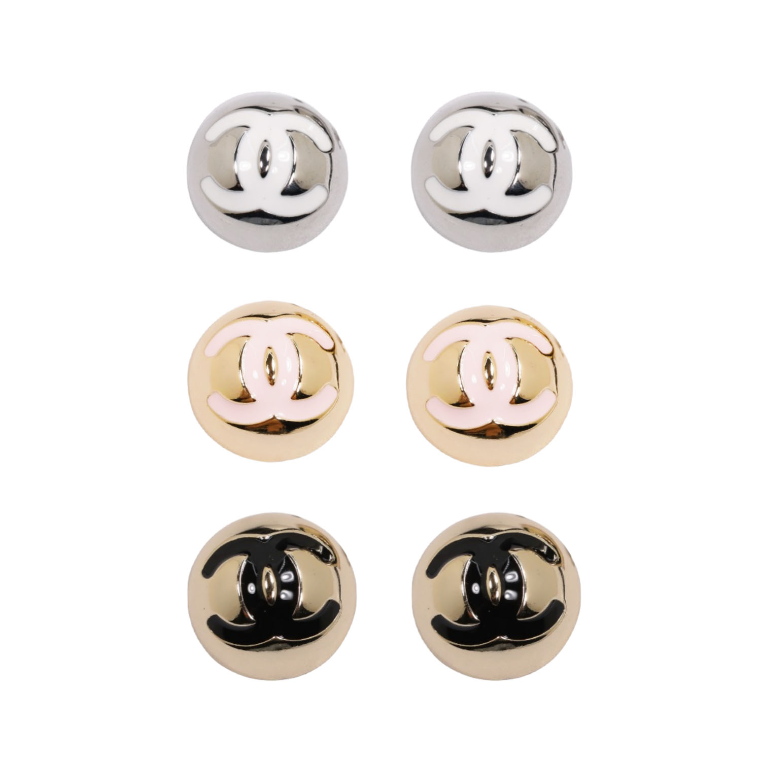 CCE172 Half ball enamel cc logo stud earrings - ccjewelryacc