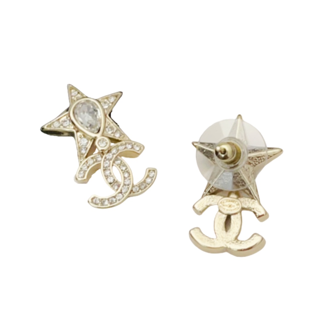 CCE190 Metal crystal star CC stud earrings - ccjewelryacc