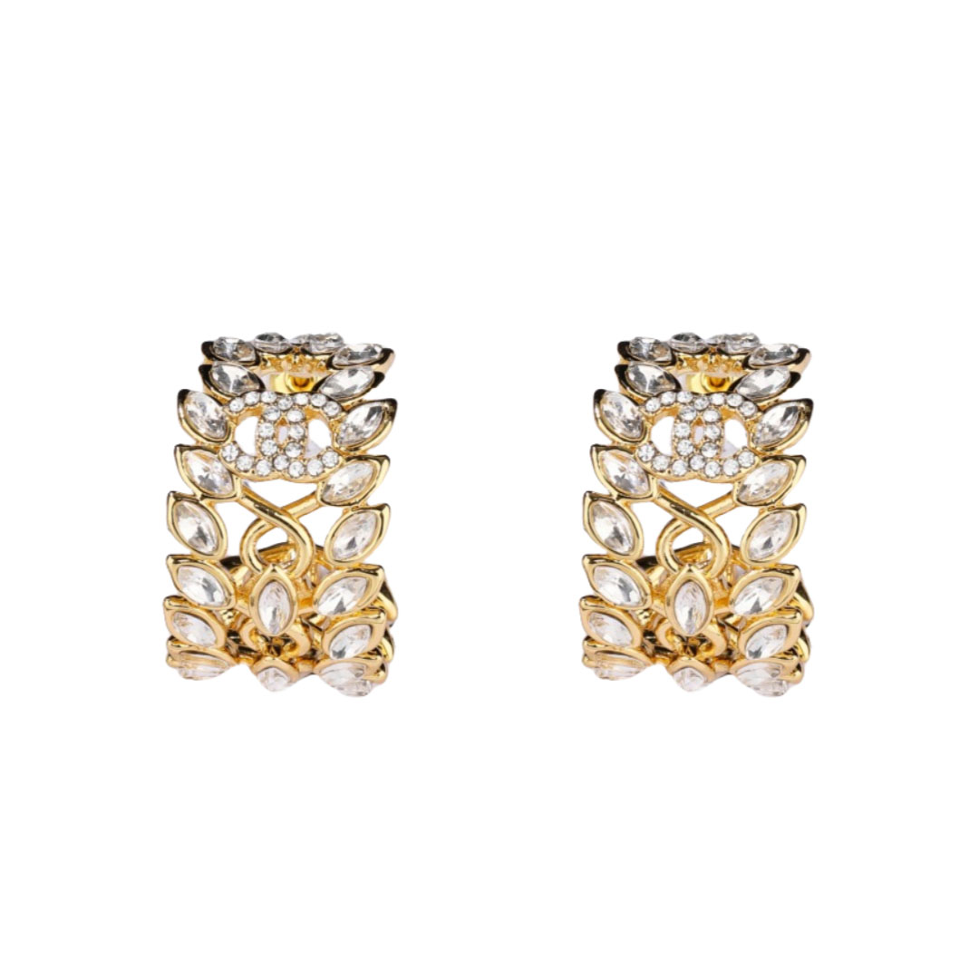 CCE849 CC Horseeye diamond leaf hook Earring - ccjewelryacc
