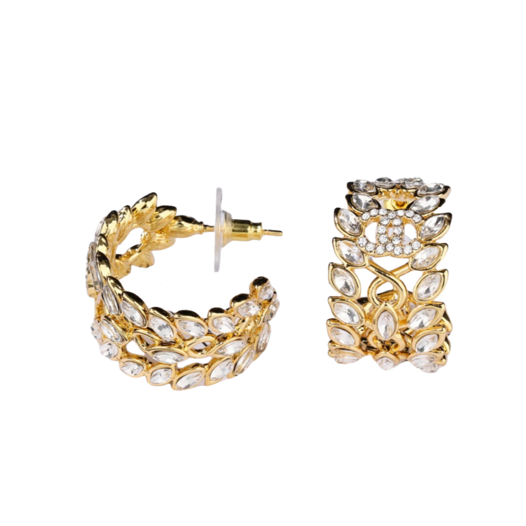 CCE849 CC Horseeye diamond leaf hook Earring - ccjewelryacc