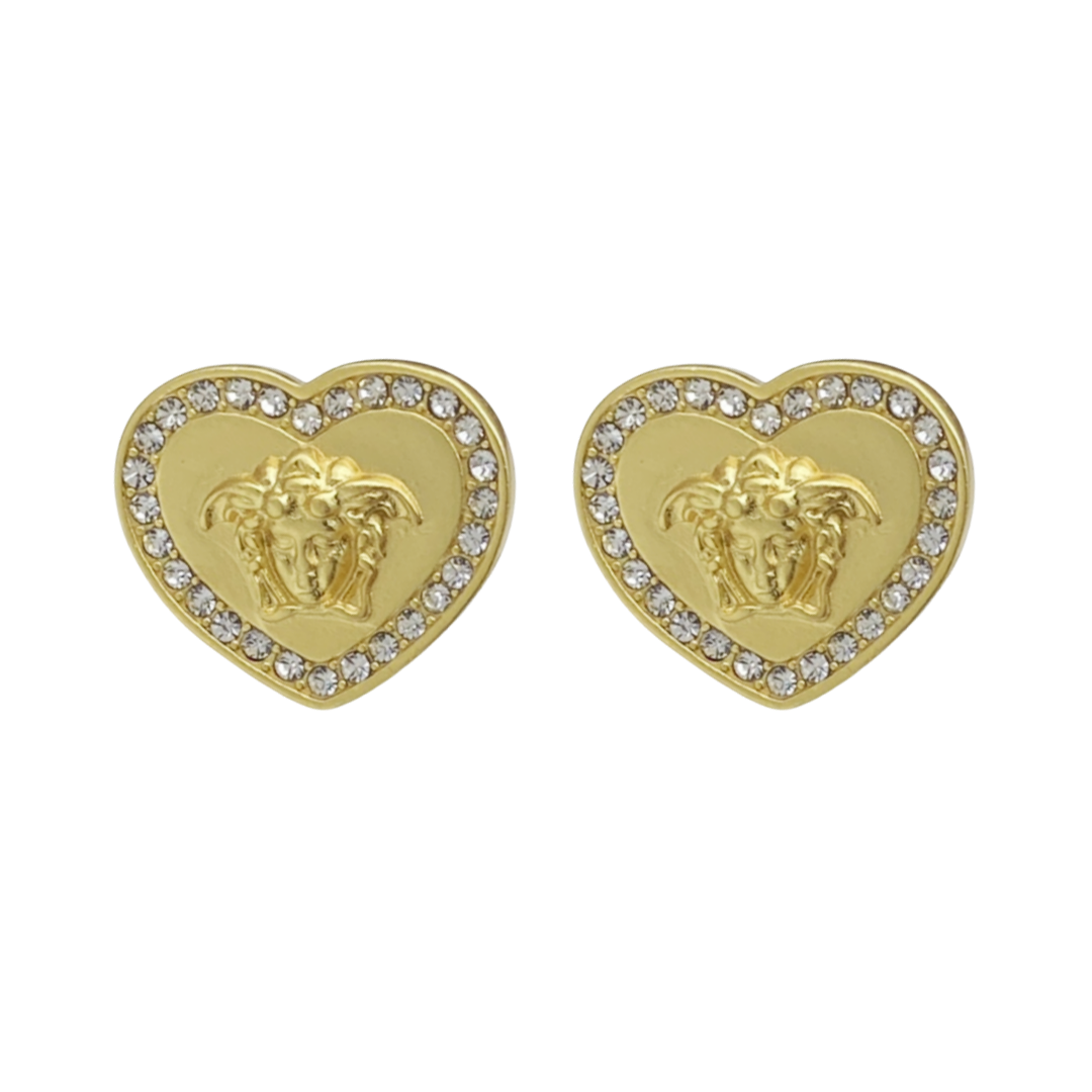 VSE001 Versace Heart stud earrings in metal and crystal - ccjewelryacc