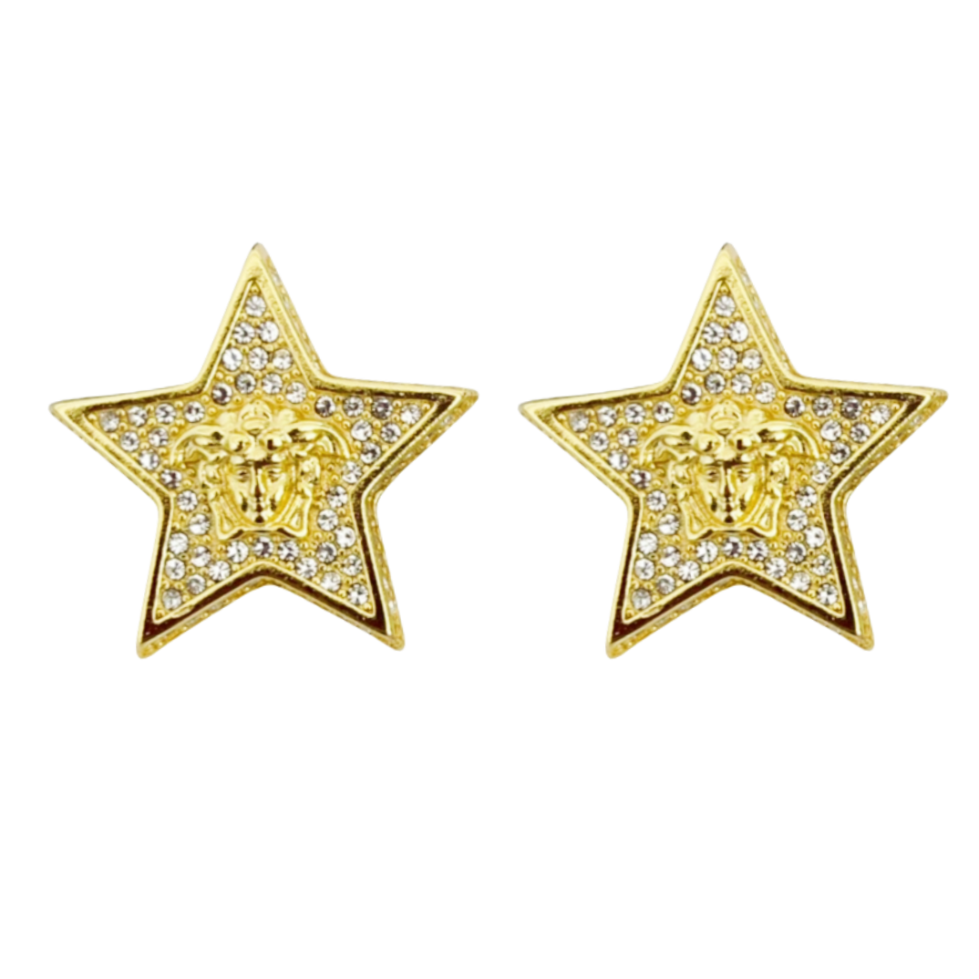 VSE002 Versace star stud earrings in metal and crystal - ccjewelryacc