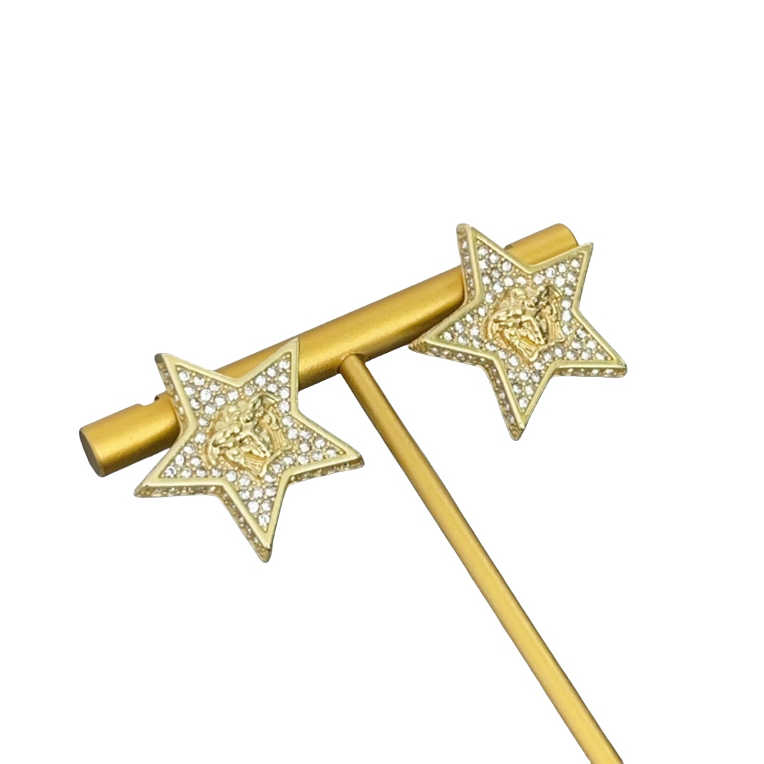 VSE002 Versace star stud earrings in metal and crystal - ccjewelryacc