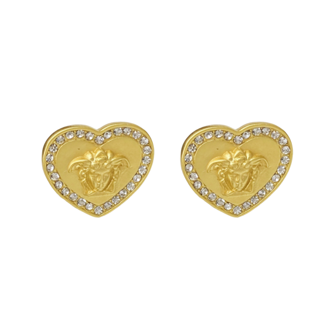 VSE001 Versace Heart stud earrings in metal and crystal - ccjewelryacc