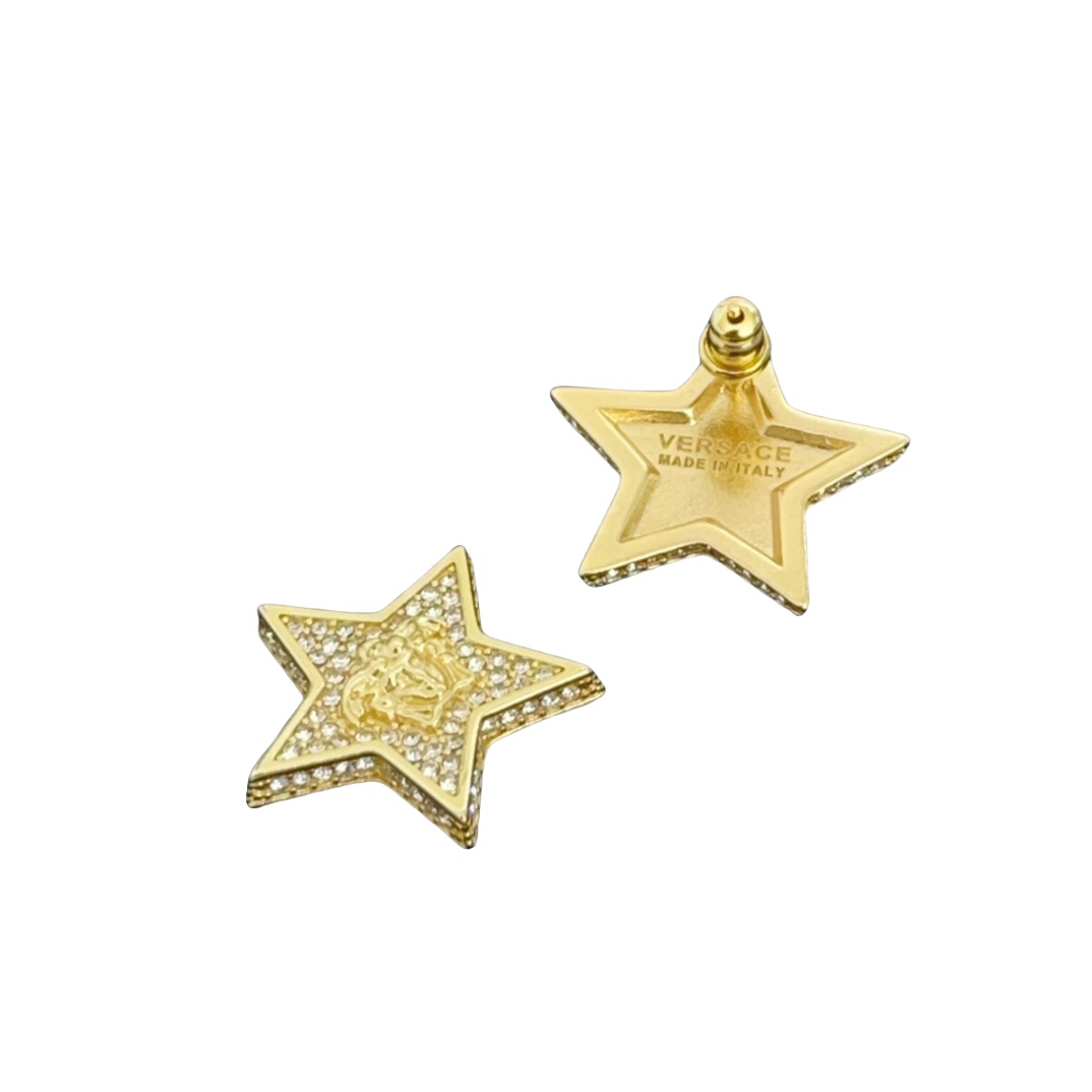VSE002 Versace star stud earrings in metal and crystal - ccjewelryacc