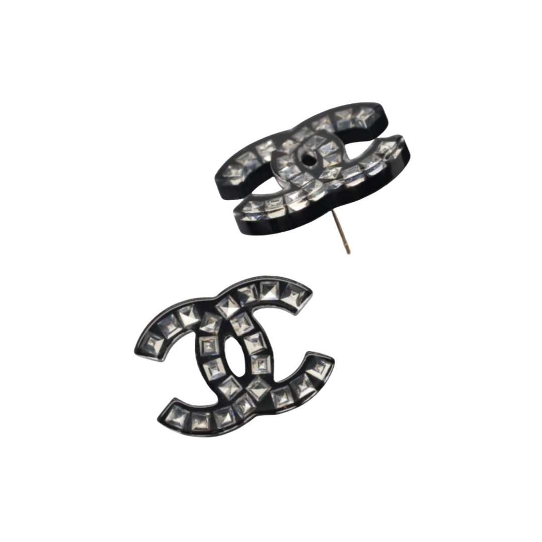 CCE202 Acrylic and rystal CC stud earring - ccjewelryacc