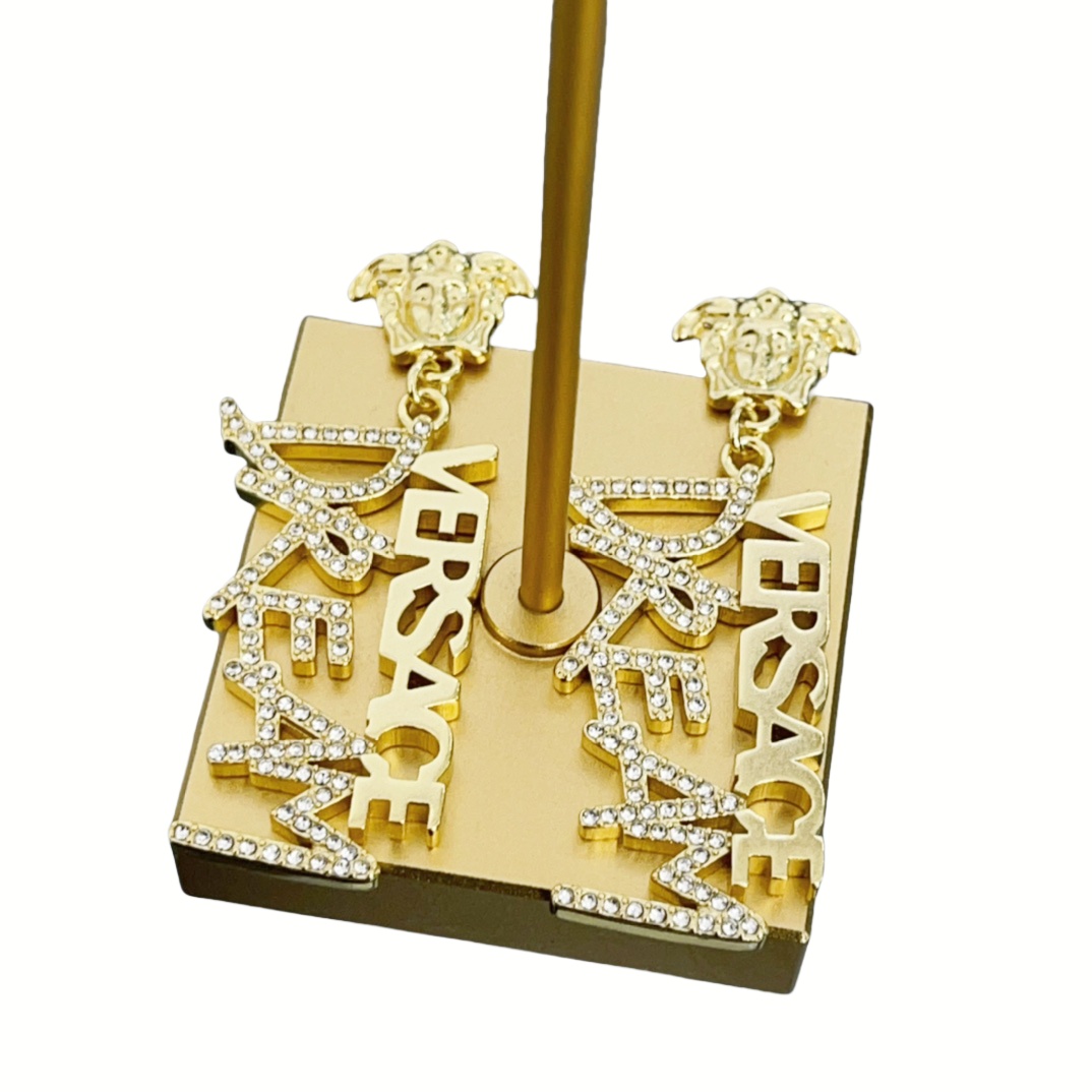 VSE004 Versace medusa earrings in metal and crystal - ccjewelryacc
