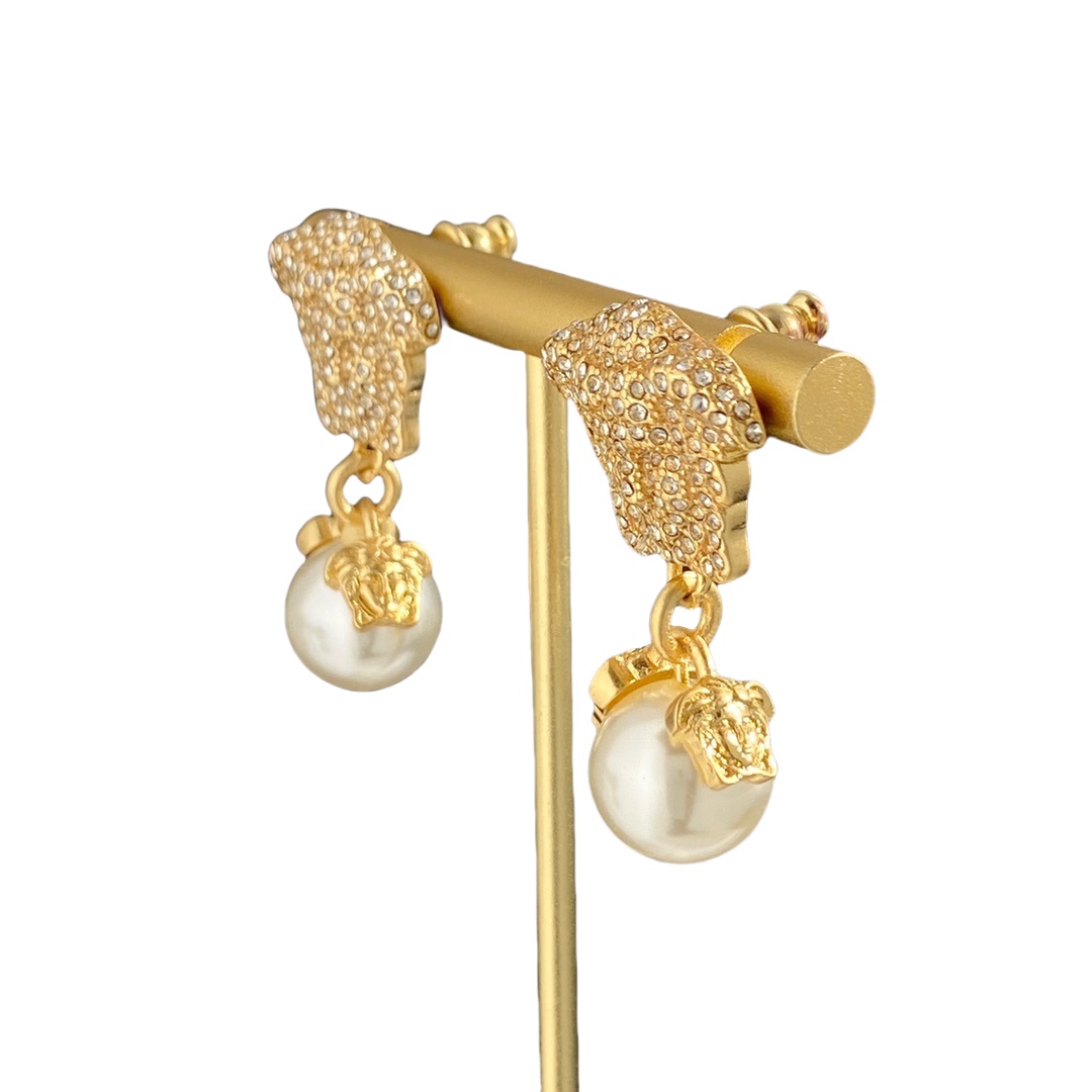 VSE017 Medusa pearl drop earrings - ccjewelryacc