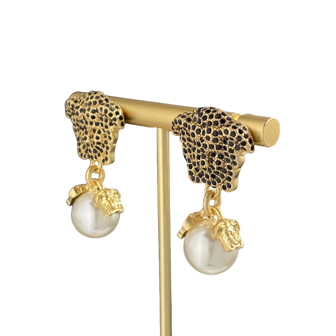 VSE017 Medusa pearl drop earrings - ccjewelryacc