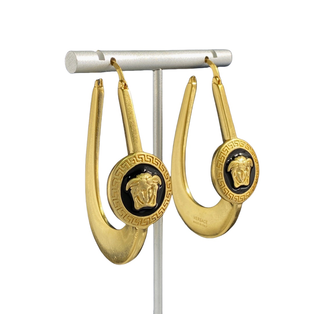VSE014 Gold medusa hoop earrings - ccjewelryacc