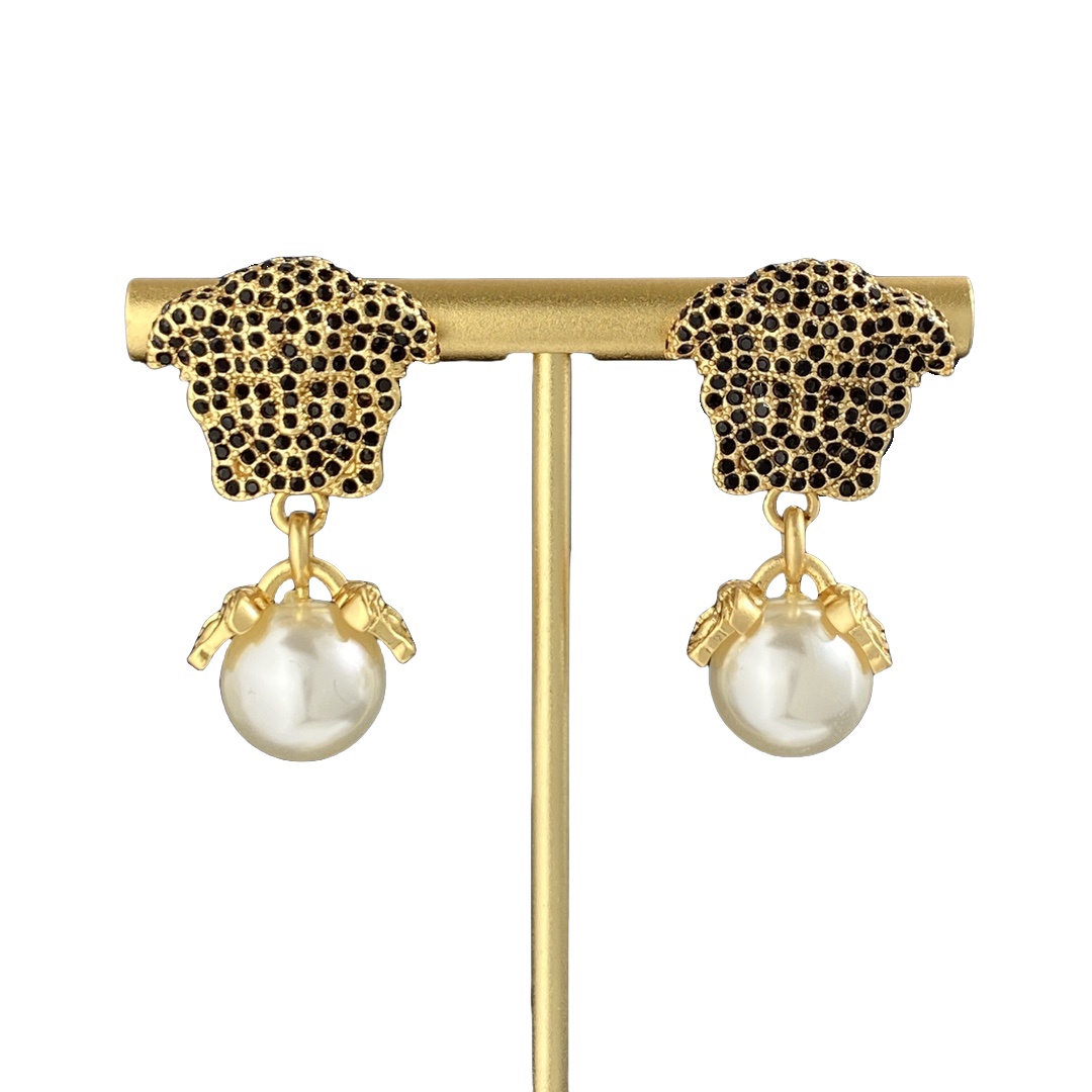 VSE017 Medusa pearl drop earrings - ccjewelryacc