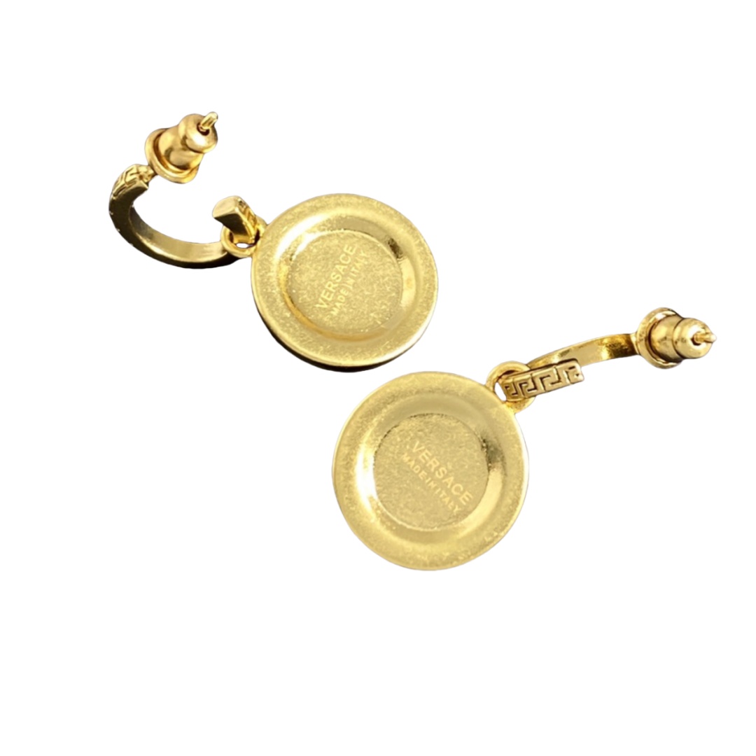VSE027 Versace medusa head hook earrings in metal and crystal - ccjewelryacc