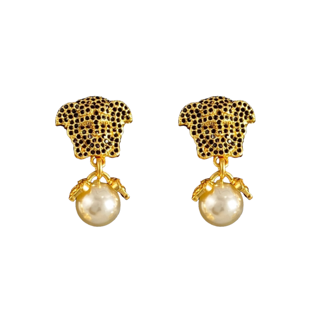 VSE017 Medusa pearl drop earrings - ccjewelryacc