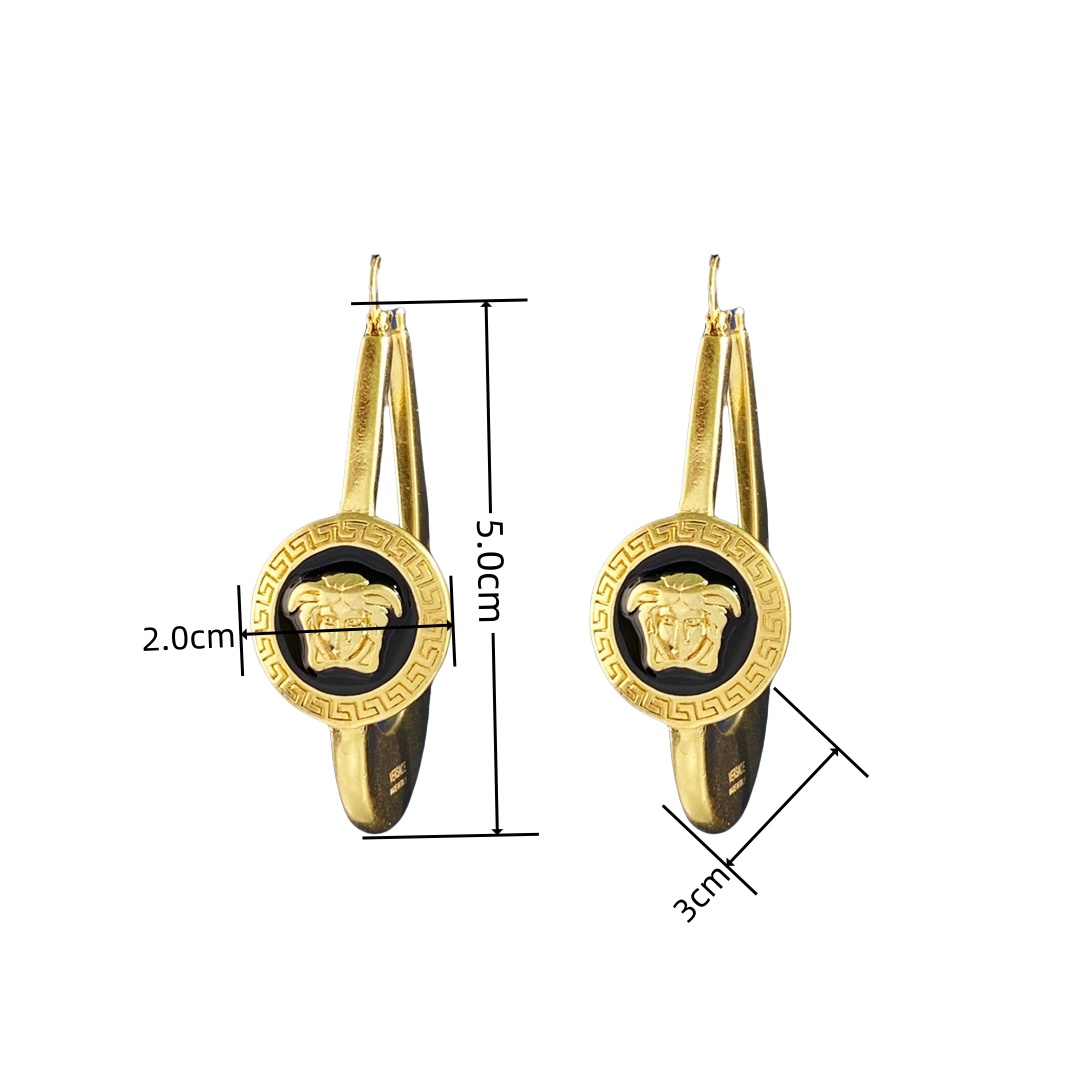 VSE014 Gold medusa hoop earrings - ccjewelryacc