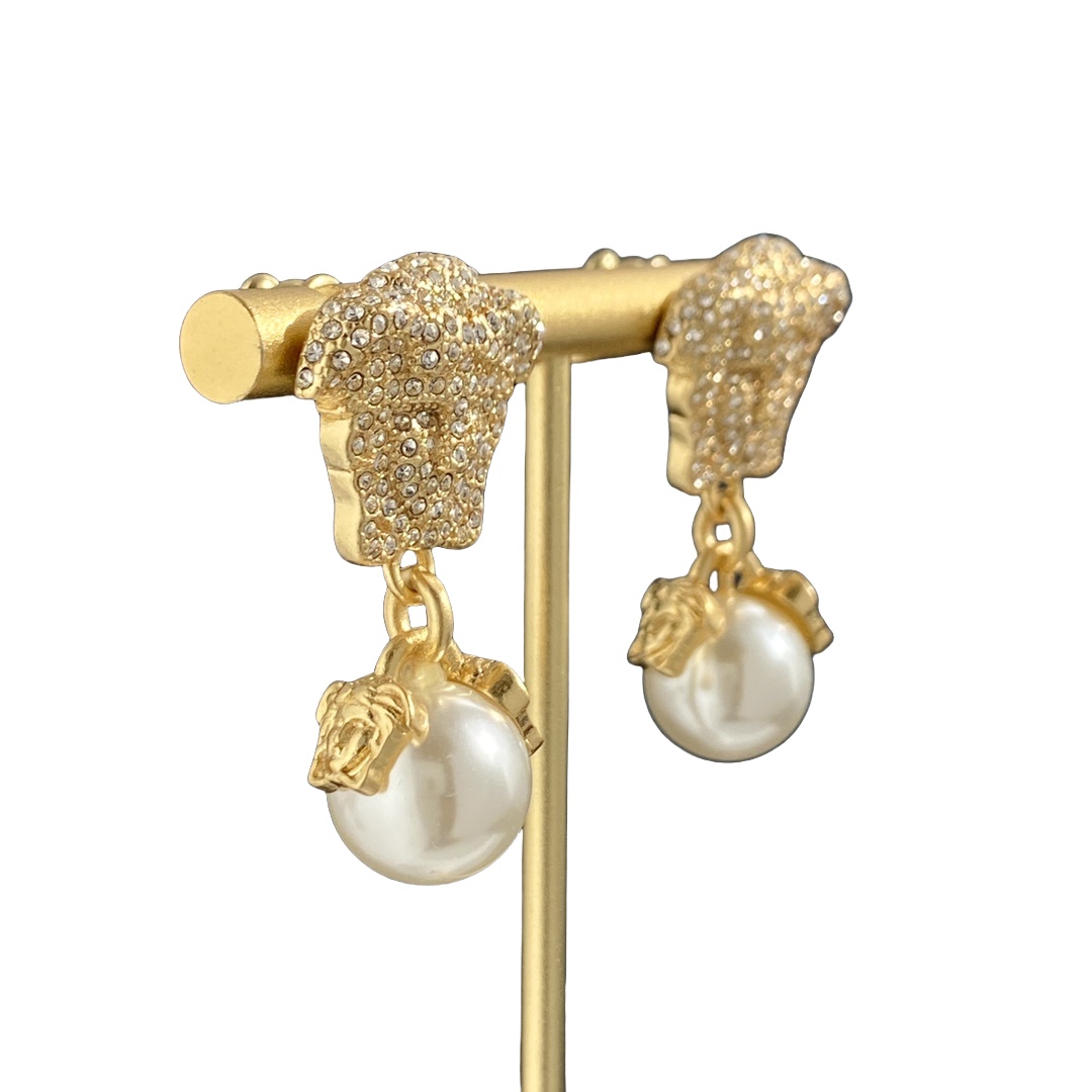 VSE017 Medusa pearl drop earrings - ccjewelryacc