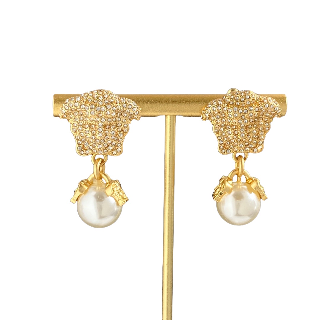 VSE017 Medusa pearl drop earrings - ccjewelryacc