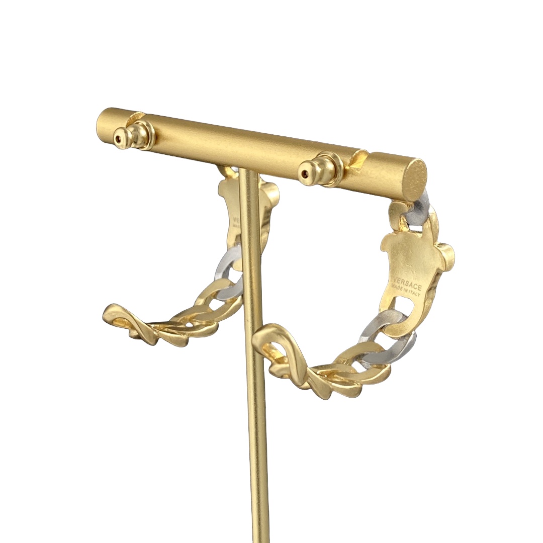 VSE016 Versace medusa chain hoop earrings in silver and gold - ccjewelryacc