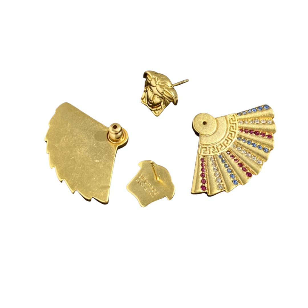 VSE029 versace medusa head and fanshaped stud earrings - ccjewelryacc