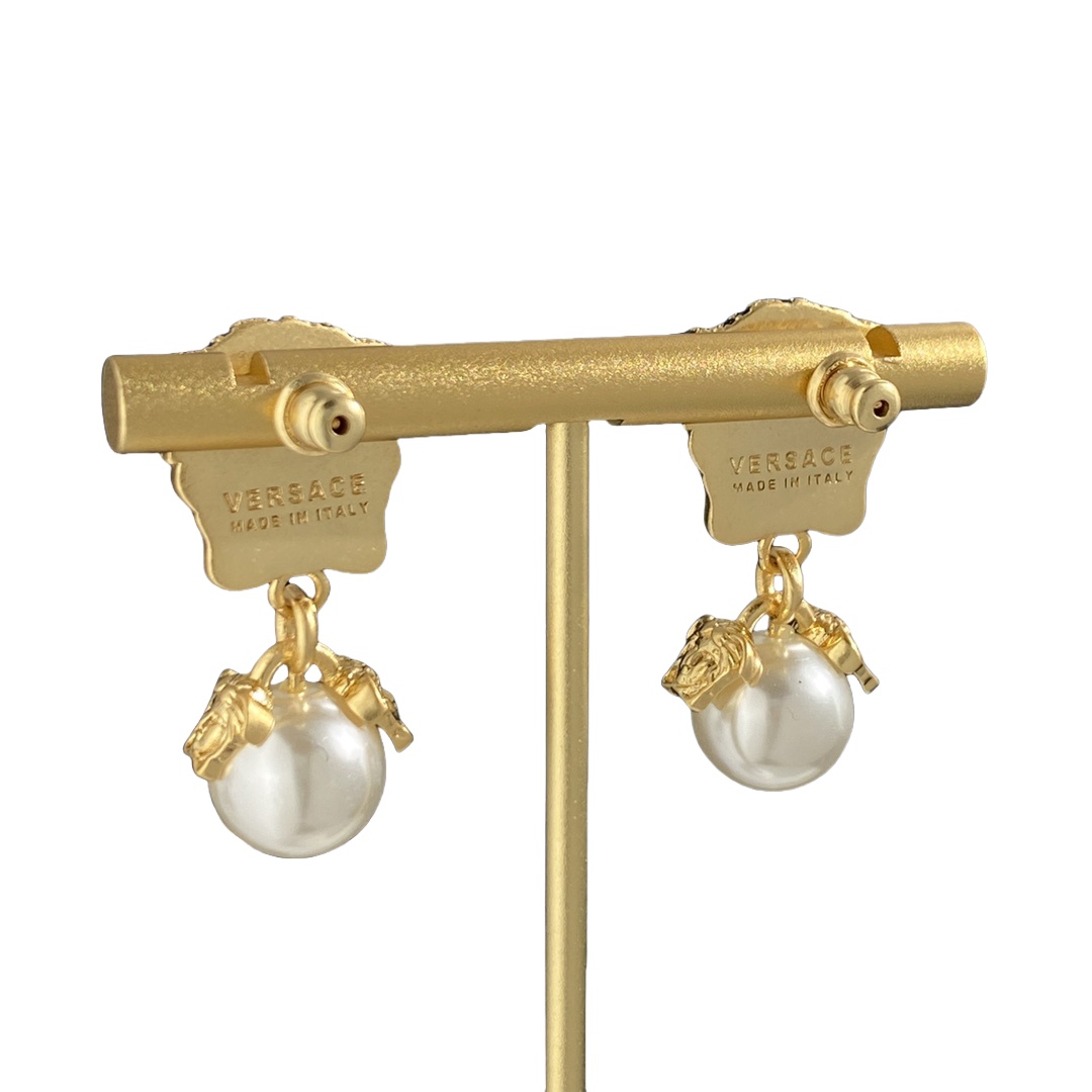 VSE017 Medusa pearl drop earrings - ccjewelryacc