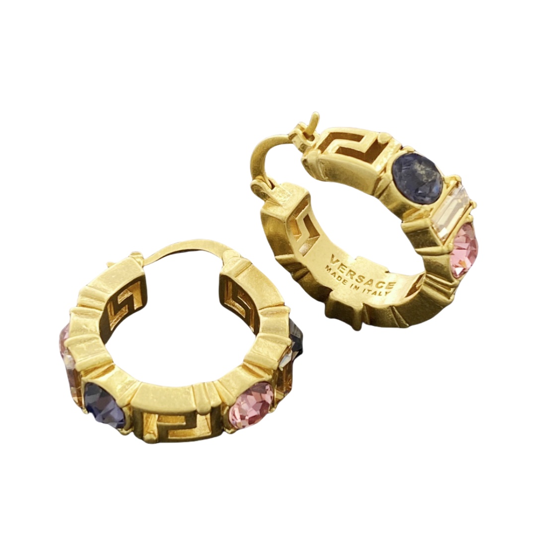VSE055 Versace color crystal hoop earrings - ccjewelryacc