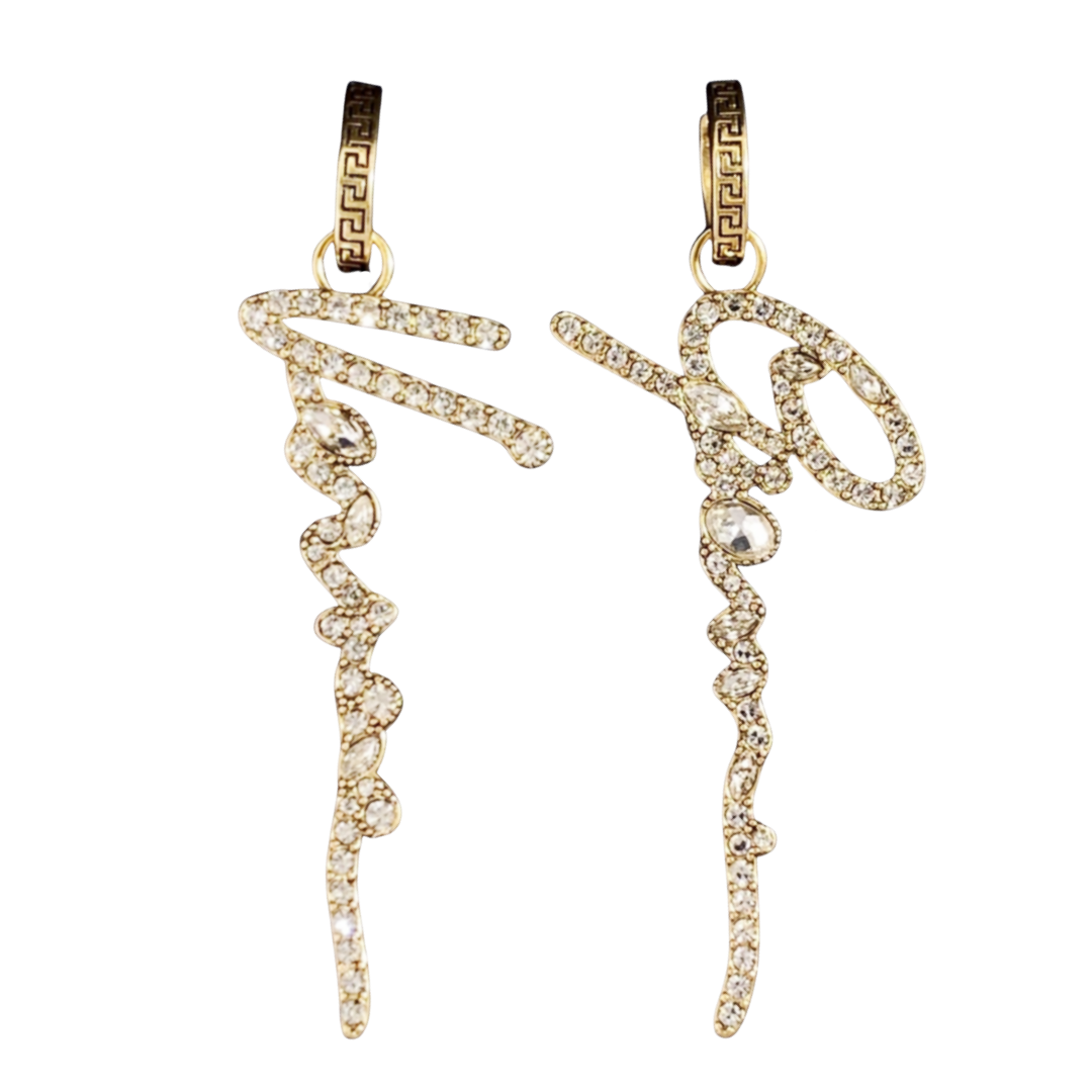 VSE040 Versace crystal GV signature earrings - ccjewelryacc