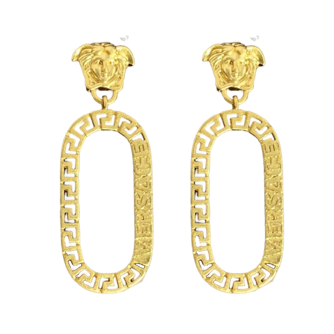 VSE045 Versace logo drop earrings - ccjewelryacc