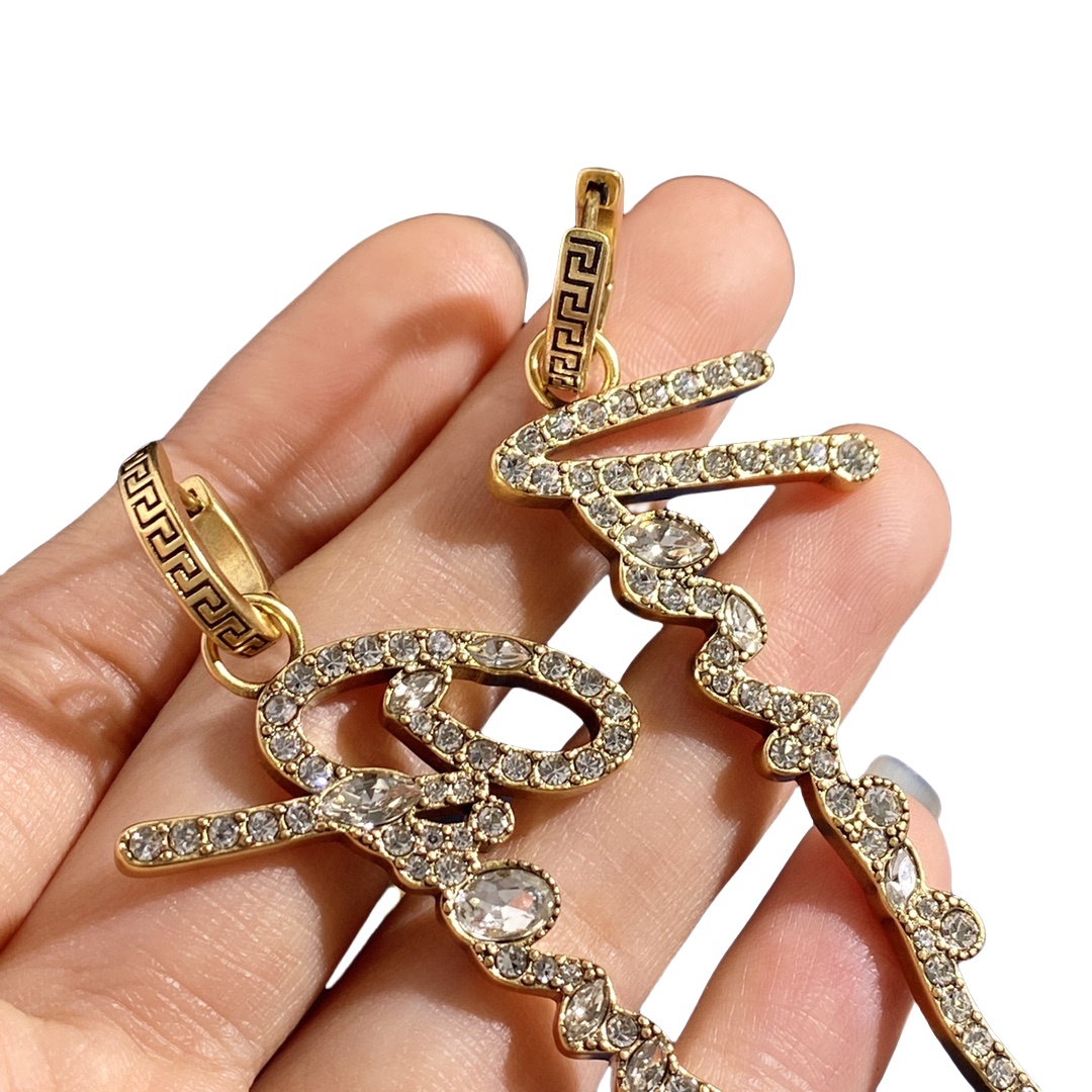 VSE040 Versace crystal GV signature earrings - ccjewelryacc