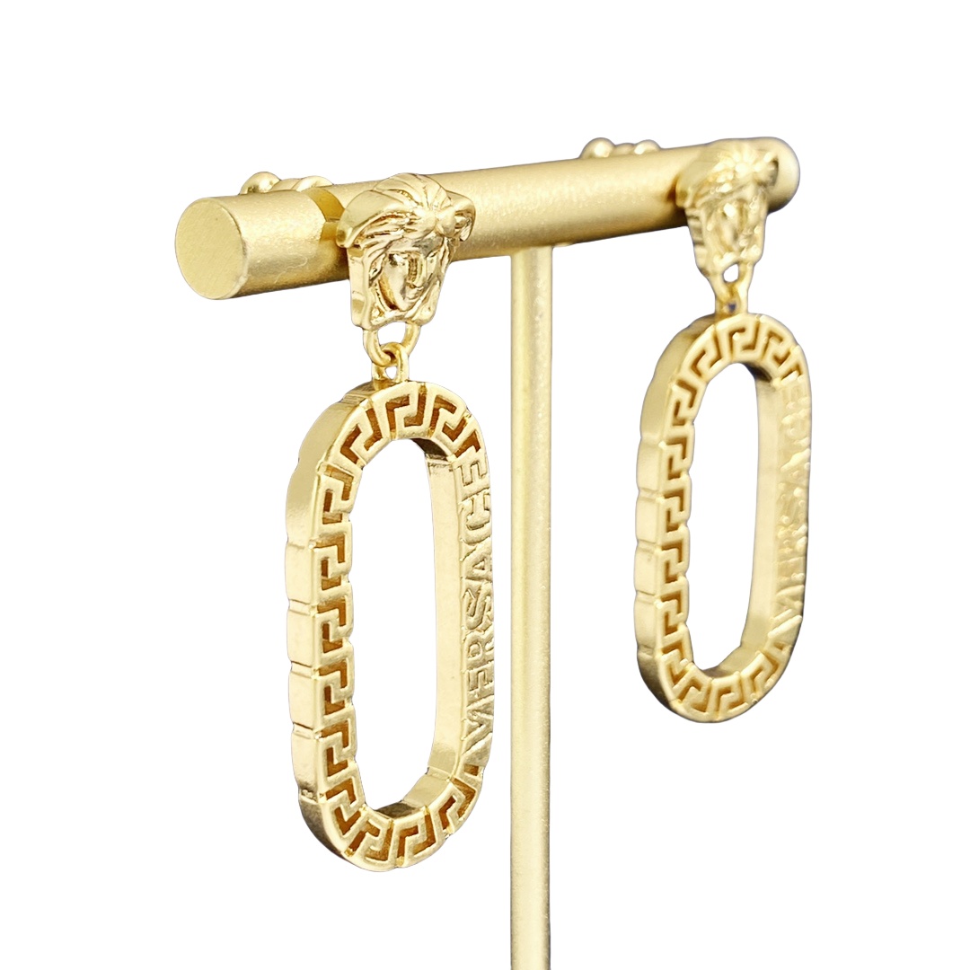 VSE045 Versace logo drop earrings - ccjewelryacc