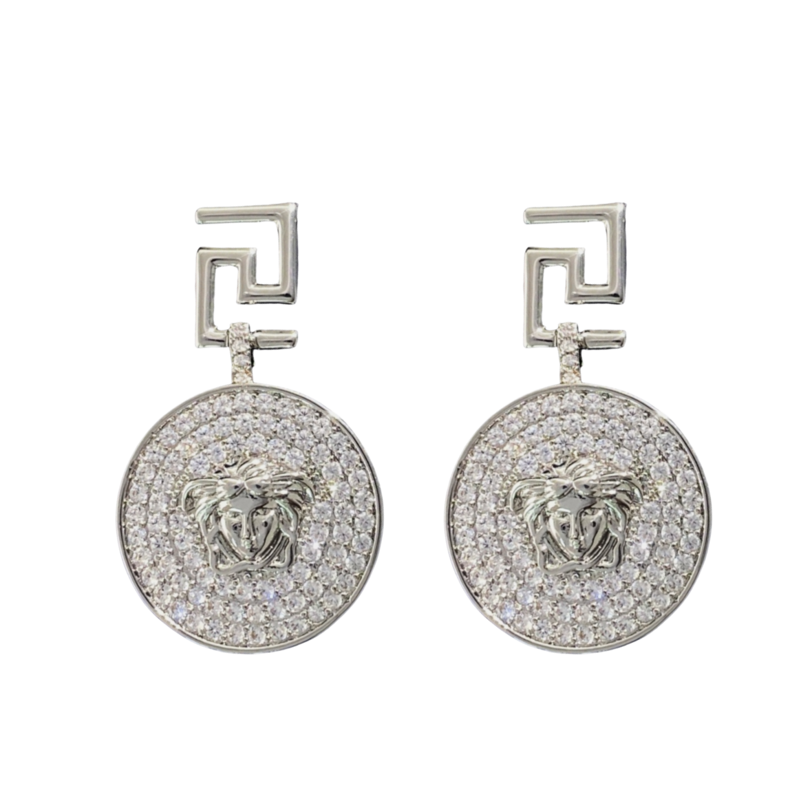 VSE056 Versace medusa earrings silver with crystal - ccjewelryacc