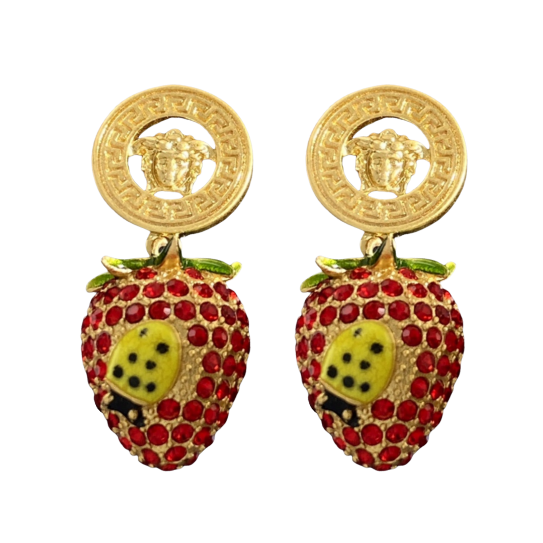 VSE020 Versace strawberry drop earrings - ccjewelryacc